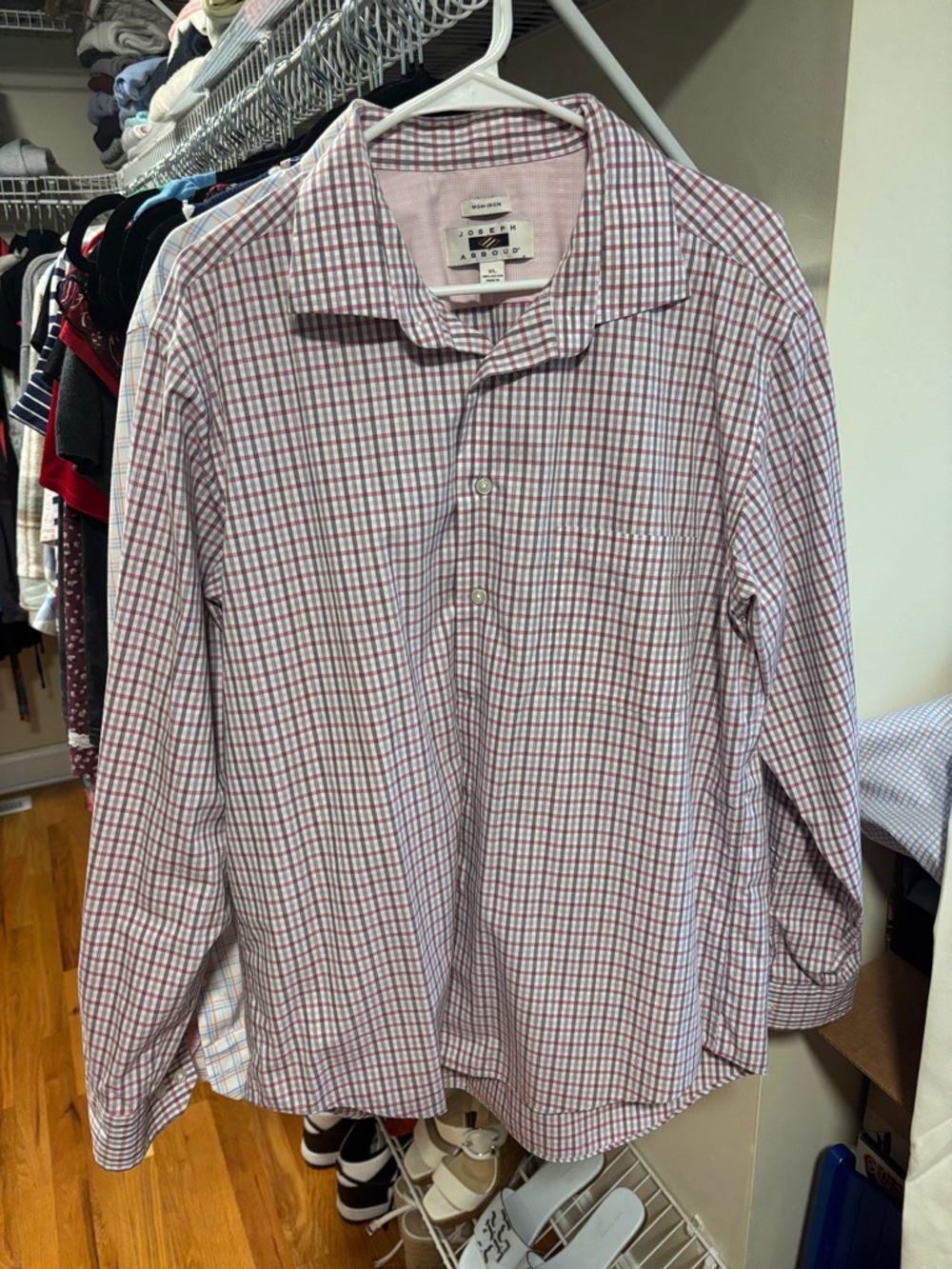 Joseph Abbound Men’s Pink and White Checked Button-Down Shirt